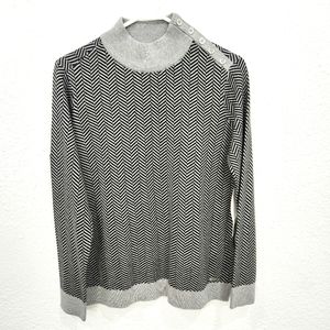 Calvin Klein | NWT Mock Neck Chevron Sweater Gray Black Medium
